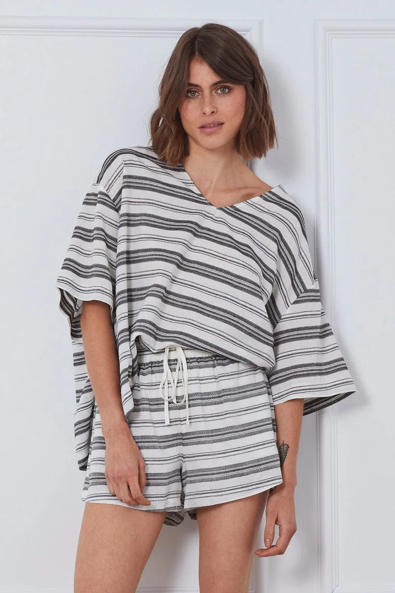 Stripe High Rise Shorts sold by Ally Fashion