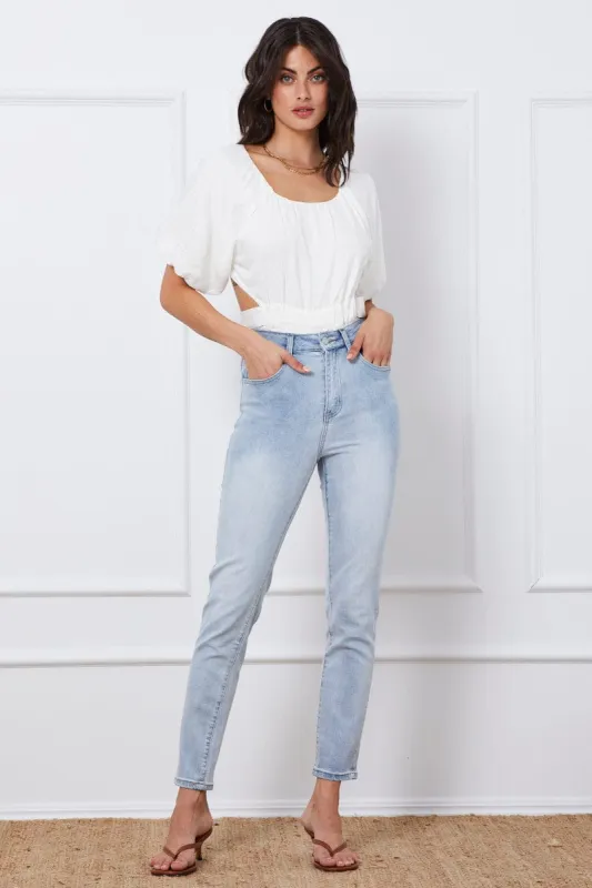 Blue Skinny Jeans High Rise Denim sold by Ally Fashion