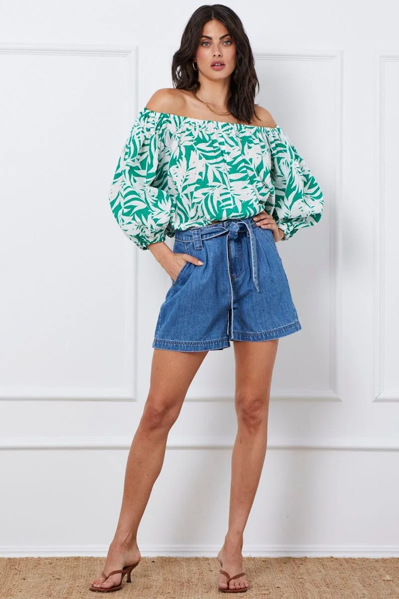 Blue Relaxed Denim Shorts High Rise sold by Ally Fashion product image thumbnail 3