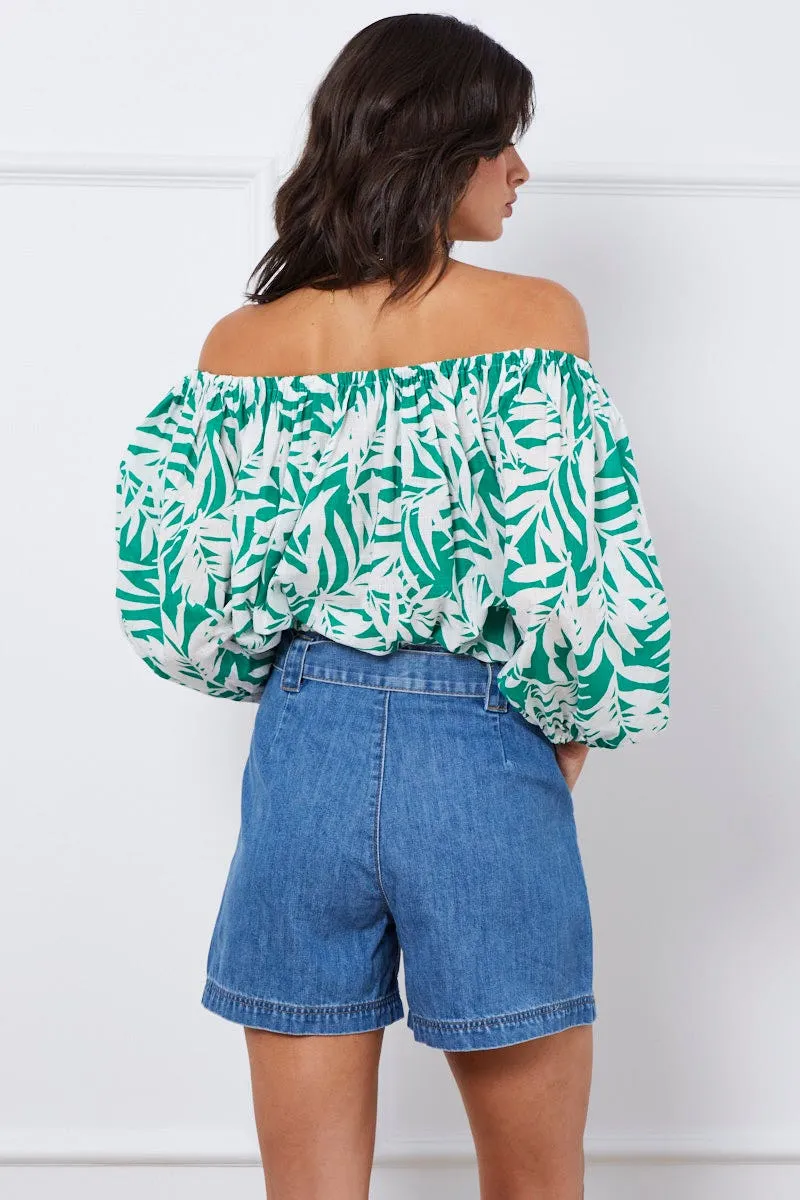 Blue Relaxed Denim Shorts High Rise sold by Ally Fashion product image thumbnail 5