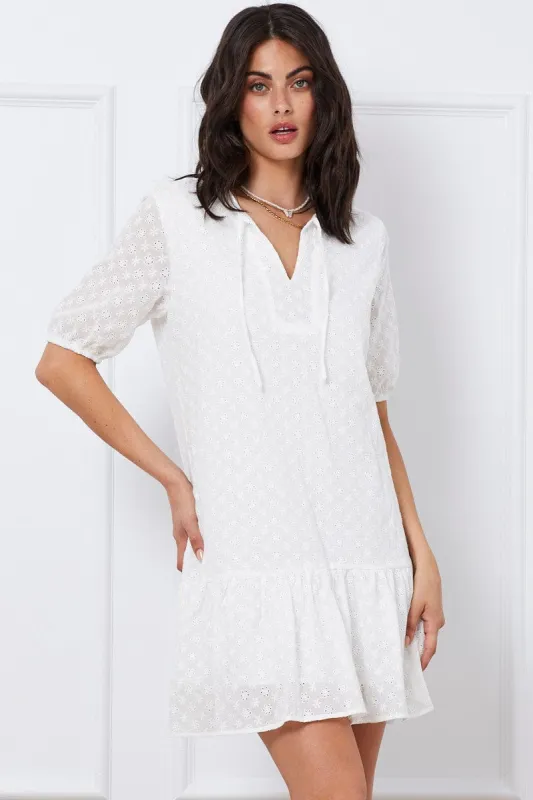 White Mini Dress Short Sleeve sold by Ally Fashion