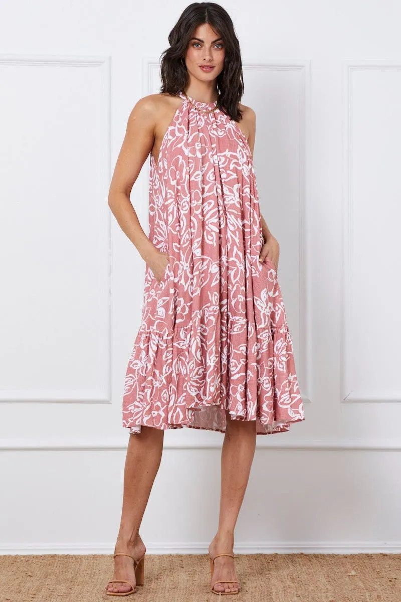 Print Midi Dress Halter Neck sold by Ally Fashion