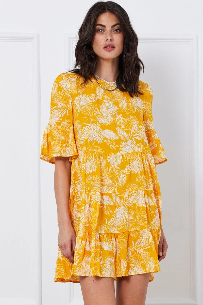 Trop Print Mini Dress Short Sleeve sold by Ally Fashion