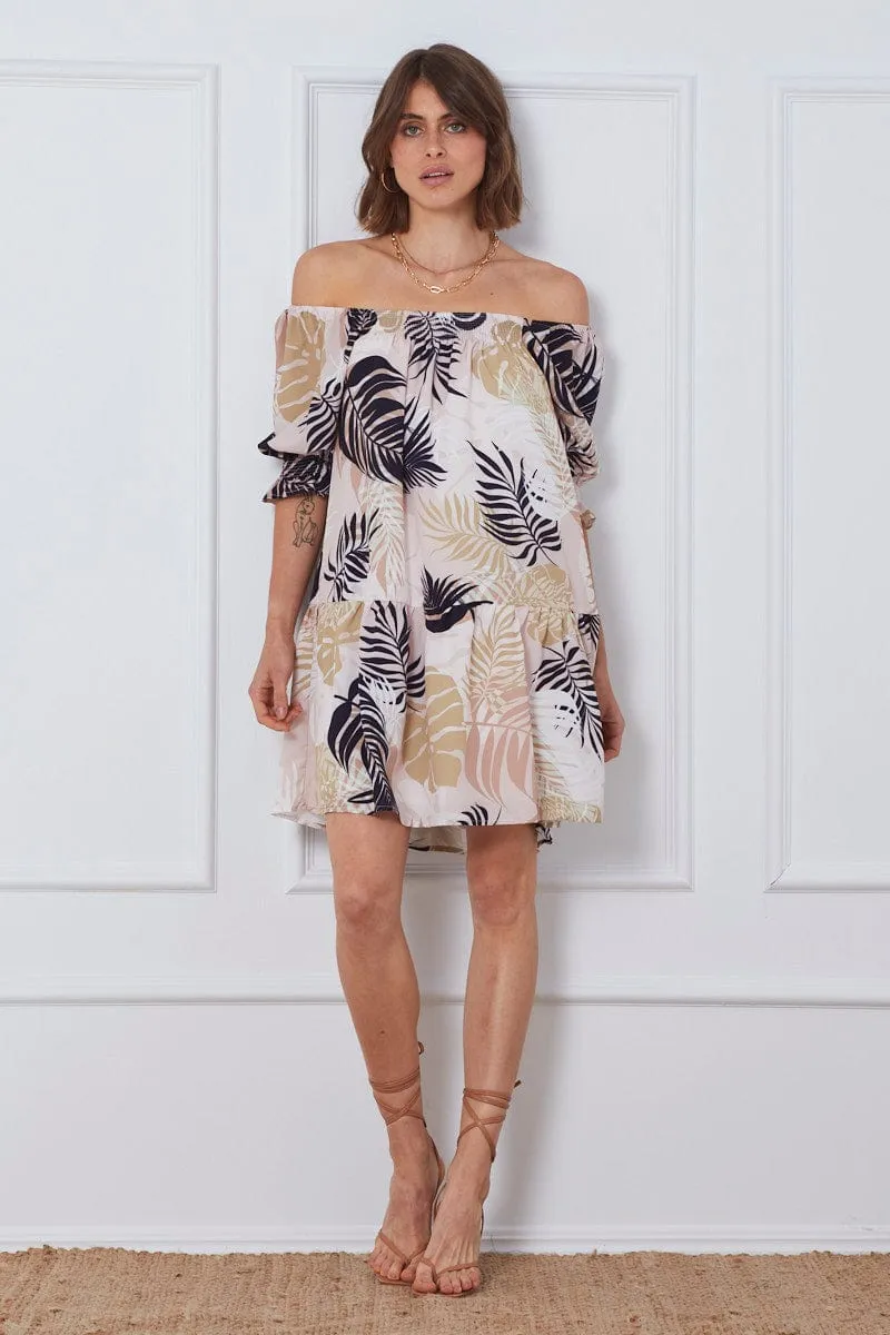 Trop Print Mini Dress Off Shoulder sold by Ally Fashion product image thumbnail 2