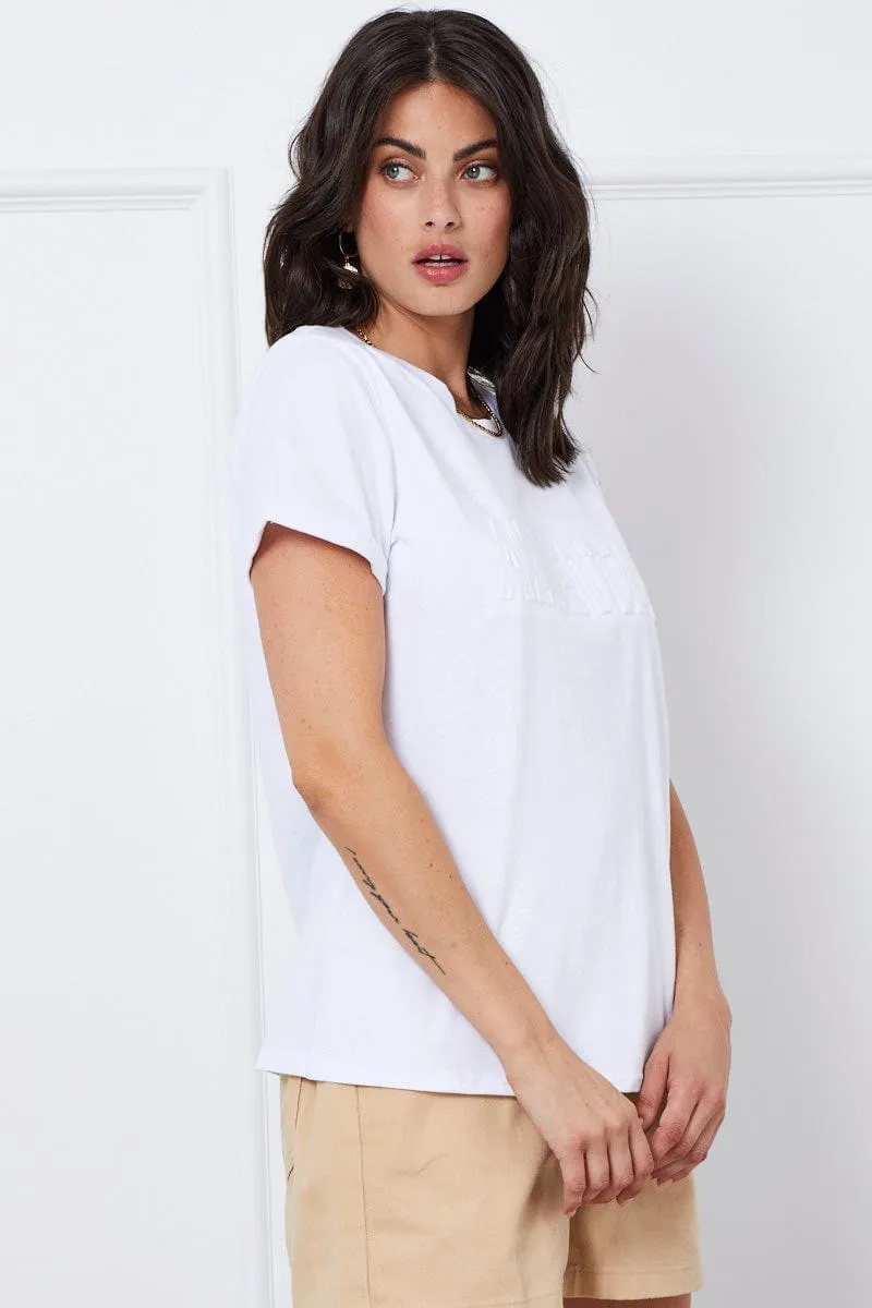 White Graphic T Shirt Short Sleeve Crew Neck sold by Ally Fashion product image thumbnail 4