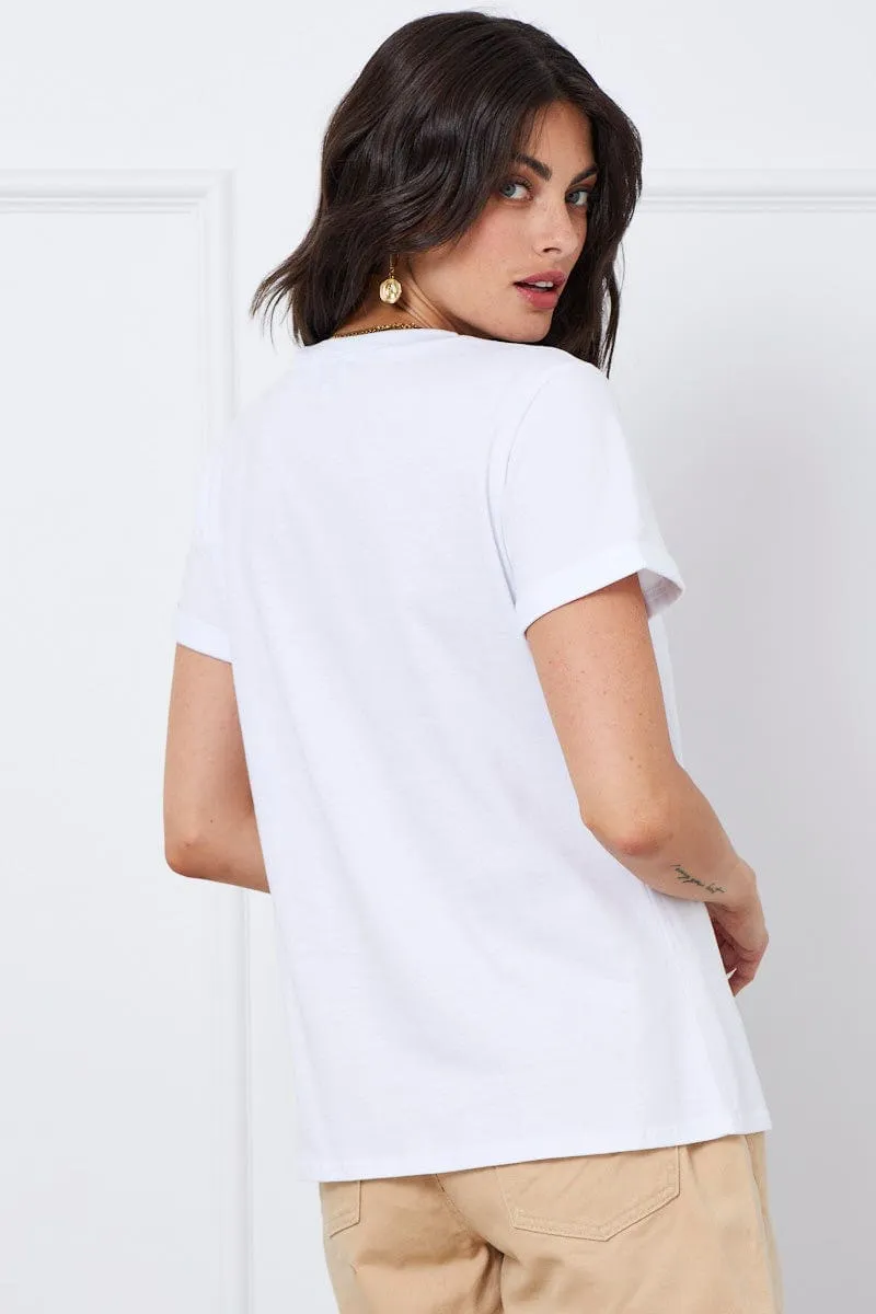 White Graphic T Shirt Short Sleeve Crew Neck sold by Ally Fashion product image thumbnail 5