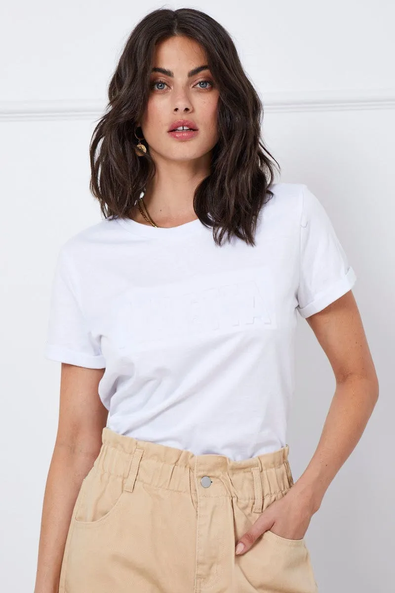 White Graphic T Shirt Short Sleeve Crew Neck sold by Ally Fashion product image thumbnail 3