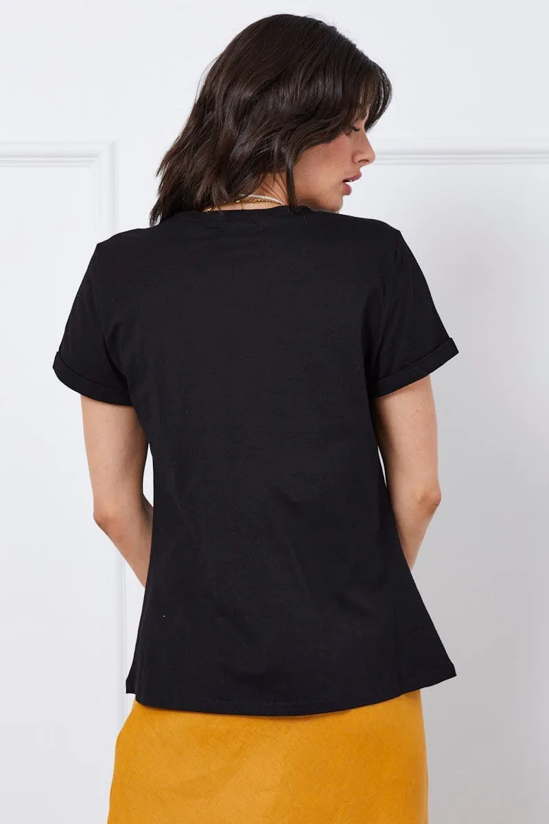 Black Graphic T Shirt Short Sleeve Crew Neck sold by Ally Fashion product image thumbnail 5