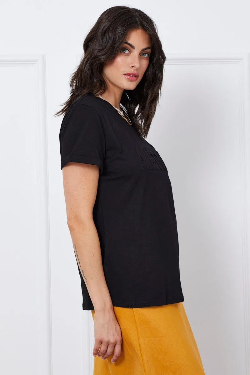 Black Graphic T Shirt Short Sleeve Crew Neck sold by Ally Fashion product image thumbnail 4