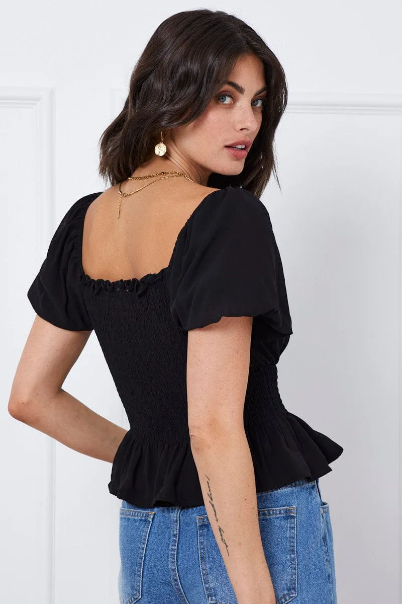 Black Top Short Sleeve Square Neck sold by Ally Fashion product image thumbnail 5