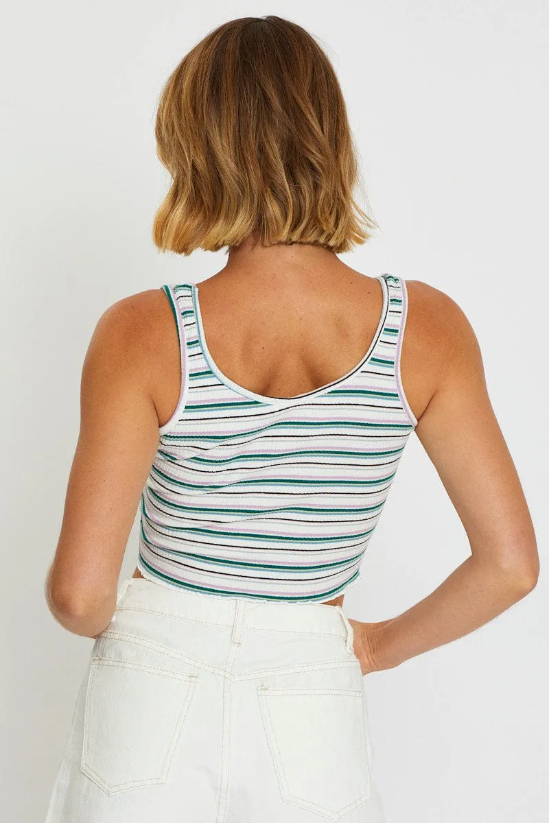 Stripe Tank Sleeveless Crop Round Neck sold by Ally Fashion product image thumbnail 5