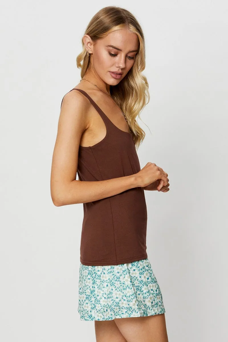 Brown Tank Sleeveless Round Neck Cotton sold by Ally Fashion product image thumbnail 4