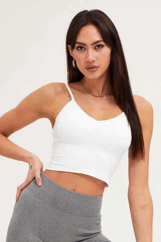 White Crop Top Seamless sold by Ally Fashion