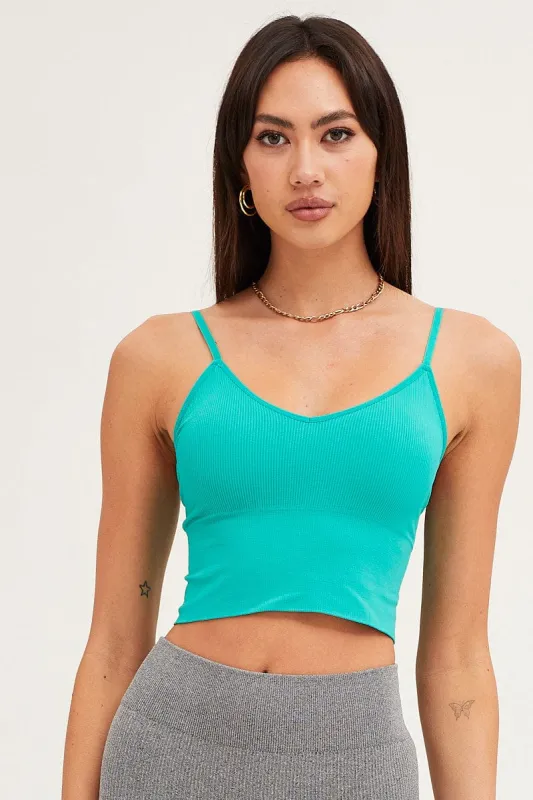 Green Crop Singlet Top Seamless sold by Ally Fashion