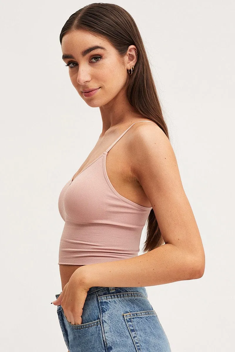 Pink Crop Singlet Top Seamless sold by Ally Fashion product image thumbnail 4