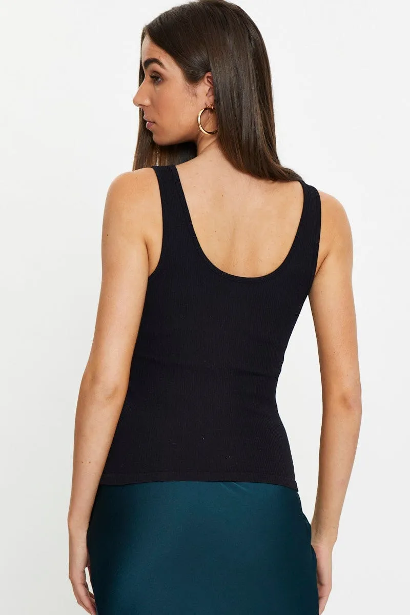 Black Tank Top Round Neck Seamless sold by Ally Fashion product image thumbnail 5