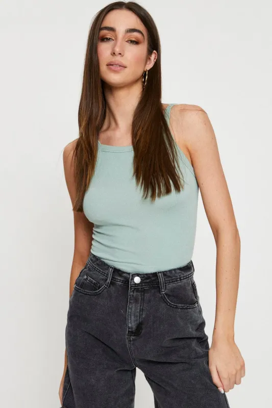 Green Singlet Top Sleeveless Seamless sold by Ally Fashion