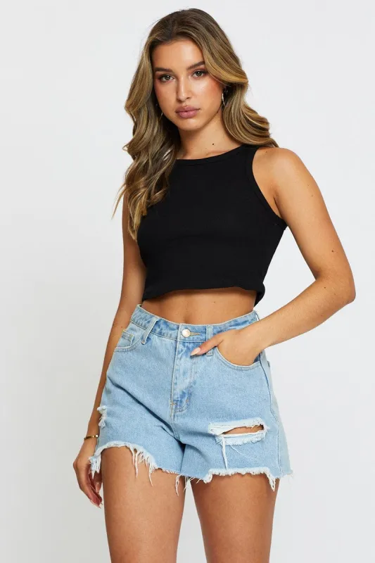 Black Tank Top Sleeveless Crew Neck sold by Ally Fashion