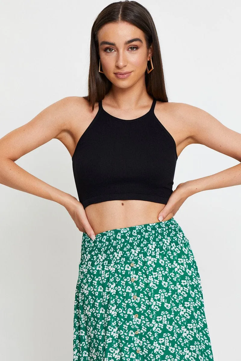 Black Rib Top Seamless Crop sold by Ally Fashion