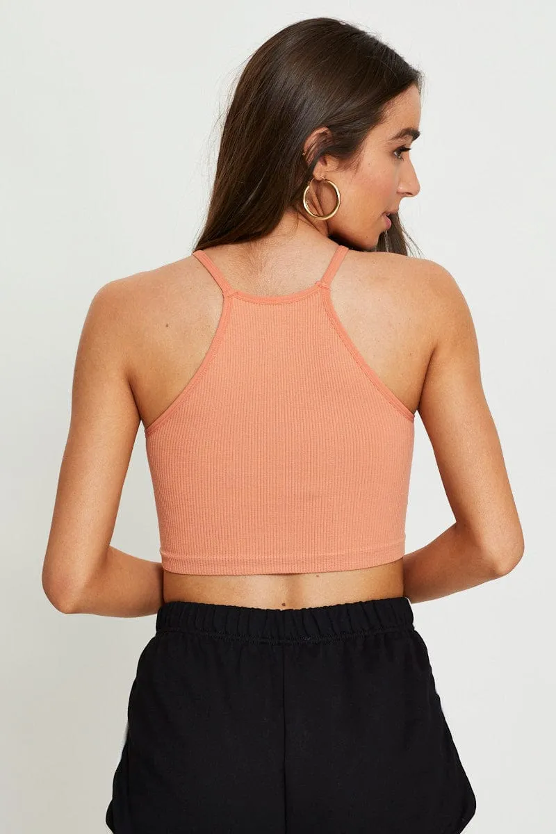 Brown Rib Top Seamless Crop sold by Ally Fashion product image thumbnail 5