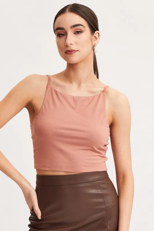 Brown Singlet Top Sleeveless sold by Ally Fashion