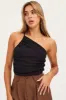 Black Singlet Top One Shoulder sold by Ally Fashion