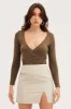 Green Wrap Top Long Sleeve sold by Ally Fashion