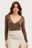 Green Wrap Top Long Sleeve sold by Ally Fashion