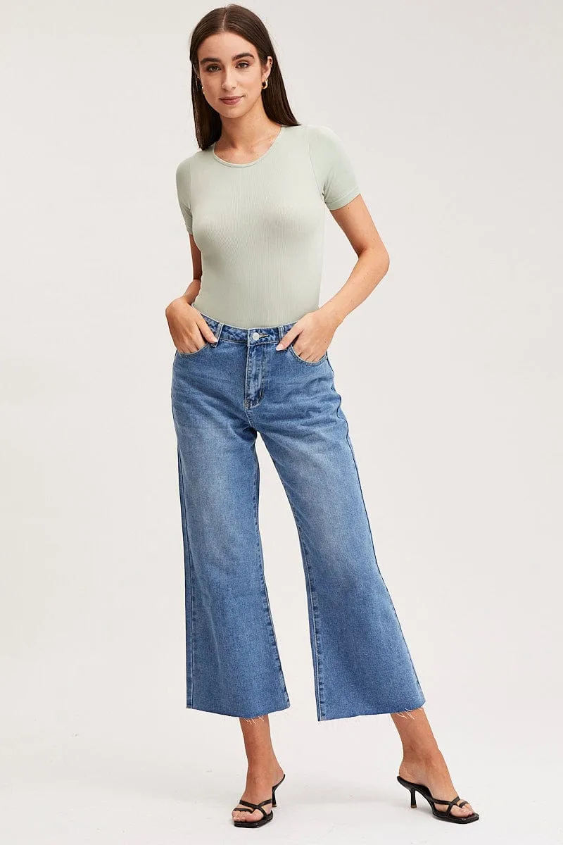 Green Bodysuit Short Sleeve Crew Neck Seamless sold by Ally Fashion product image thumbnail 3