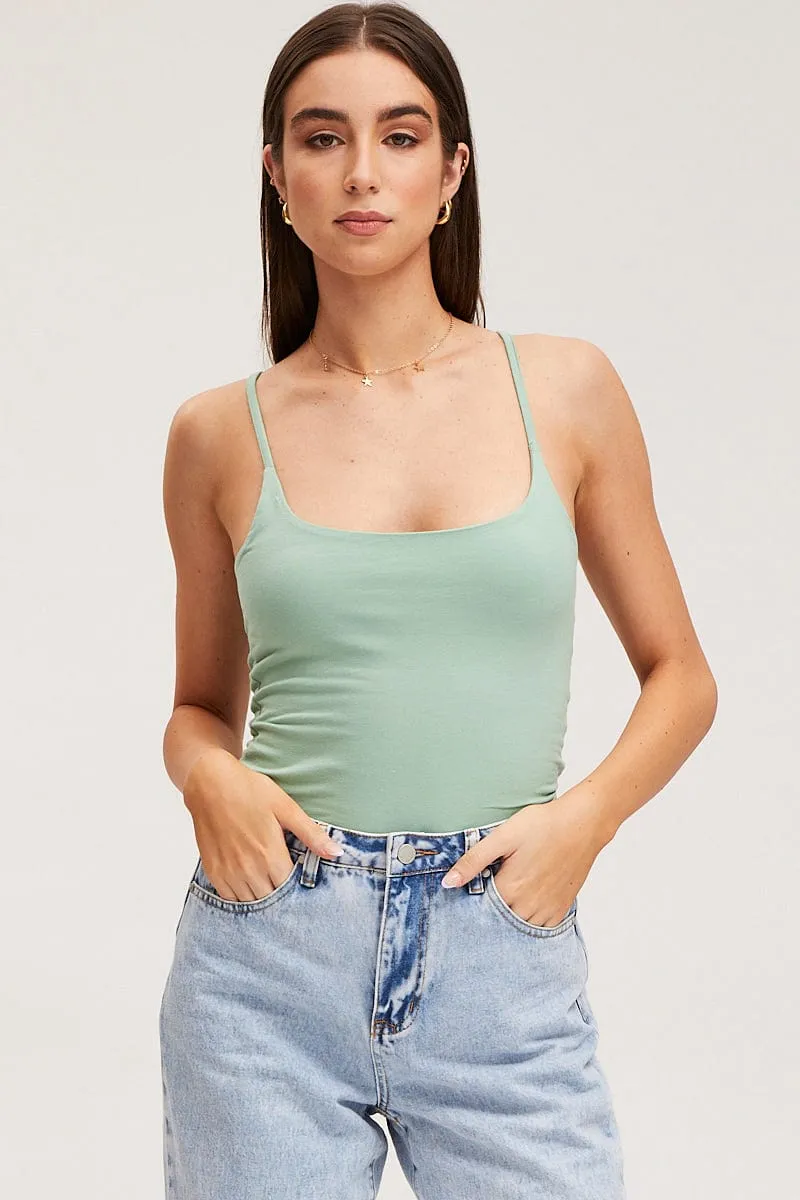 Green Singlet Top Sleeveless Cotton sold by Ally Fashion product image thumbnail 3