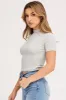 Grey Top Short Sleeve High Neck sold by Ally Fashion