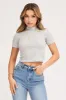 Grey Top Short Sleeve High Neck sold by Ally Fashion