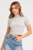 Grey Top Short Sleeve High Neck sold by Ally Fashion