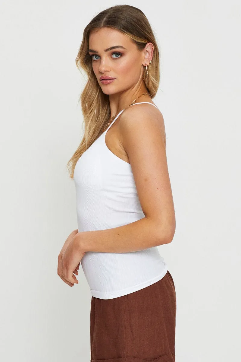 White Singlet Top Round Neck Seamless sold by Ally Fashion product image thumbnail 3