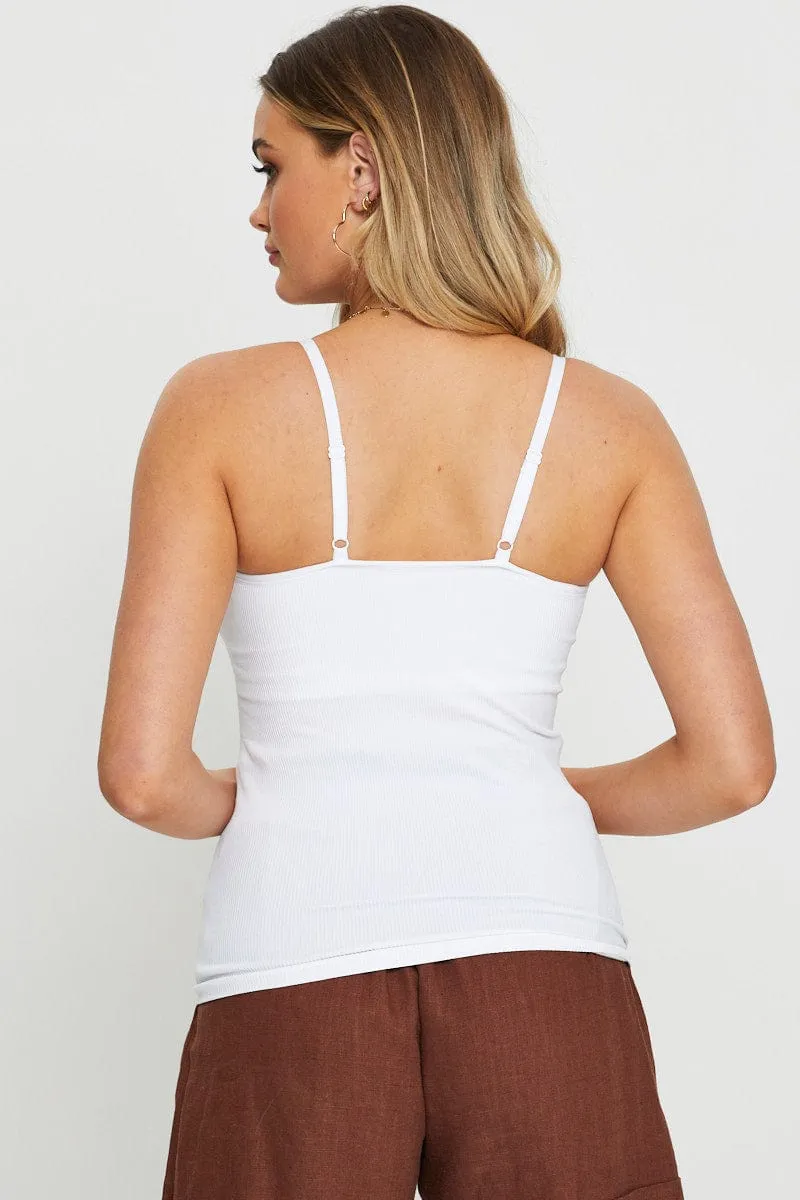 White Singlet Top Round Neck Seamless sold by Ally Fashion product image thumbnail 4