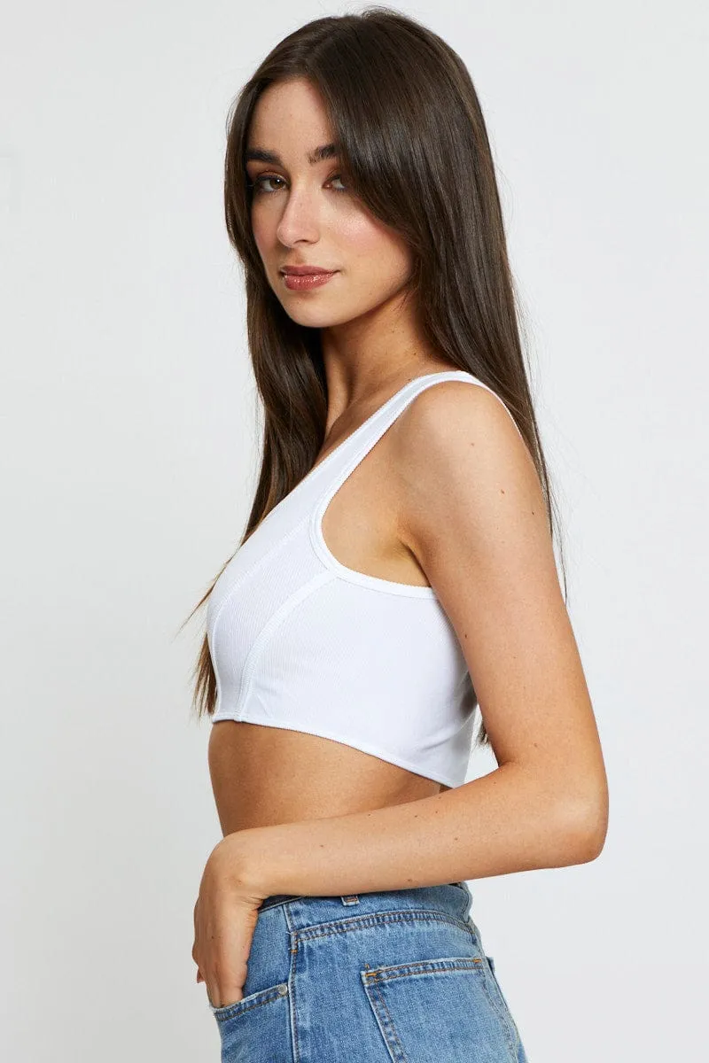 White Crop Tank Top Sleeveless Round Neck Seamless sold by Ally Fashion product image thumbnail 4