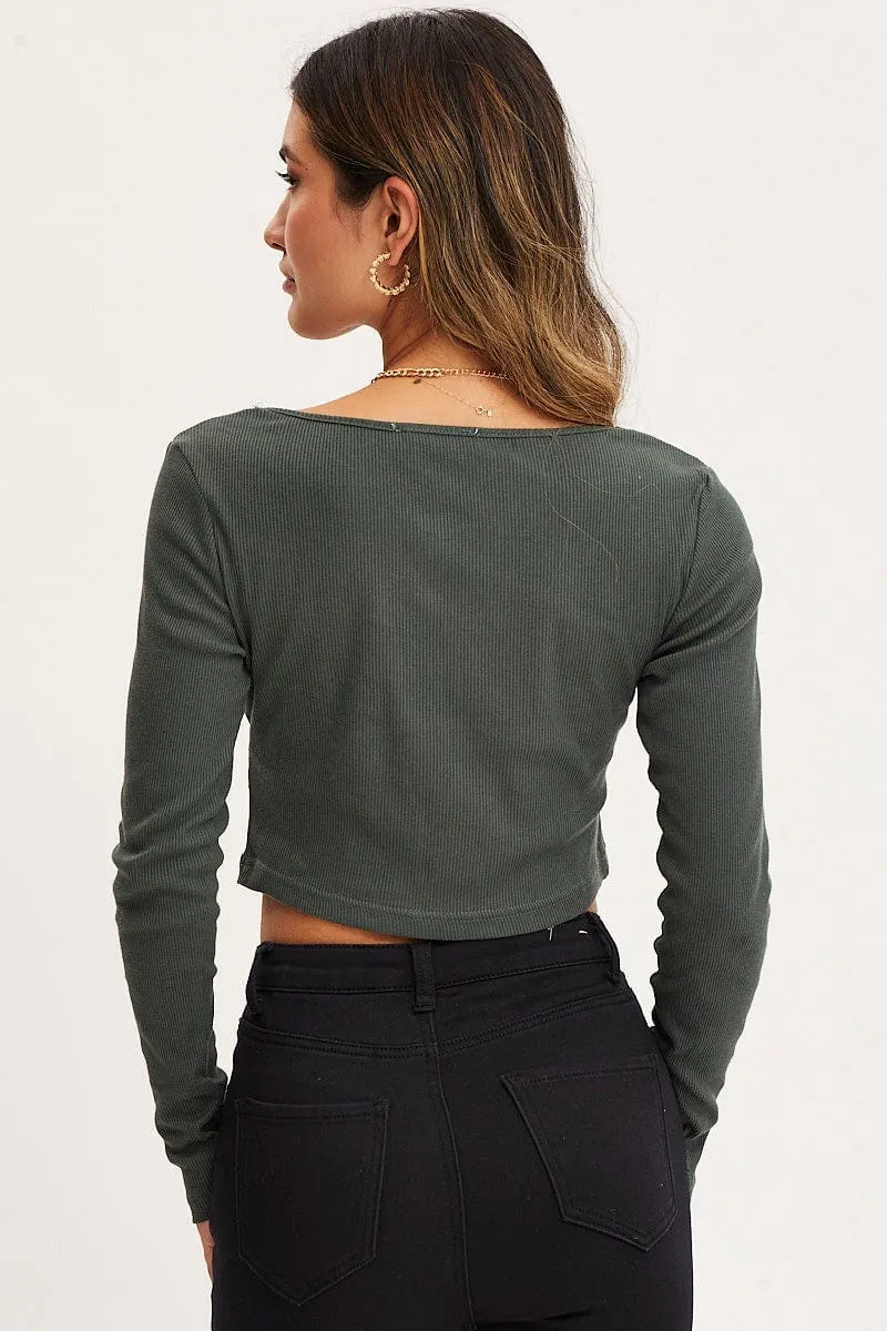 Green Top Long Sleeve Round Neck sold by Ally Fashion product image thumbnail 5