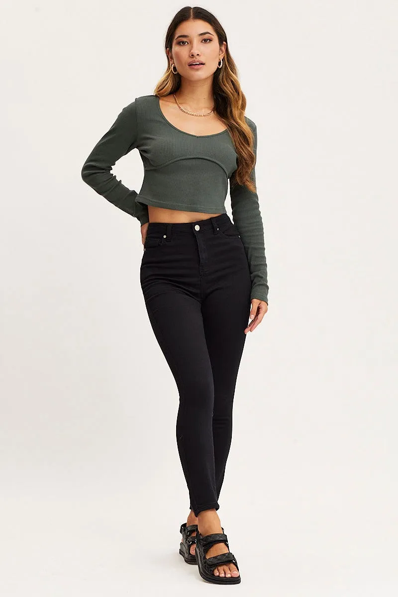 Green Top Long Sleeve Round Neck sold by Ally Fashion product image thumbnail 2