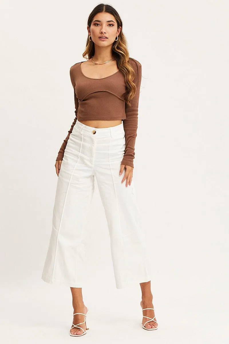 Brown Top Long Sleeve Round Neck sold by Ally Fashion product image thumbnail 2