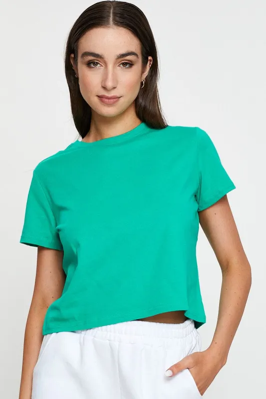 Green T-Shirt Short Sleeve Crew Neck sold by Ally Fashion