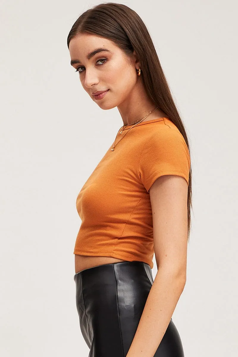 Beige T-Shirt Short Sleeve Crew Neck sold by Ally Fashion product image thumbnail 4