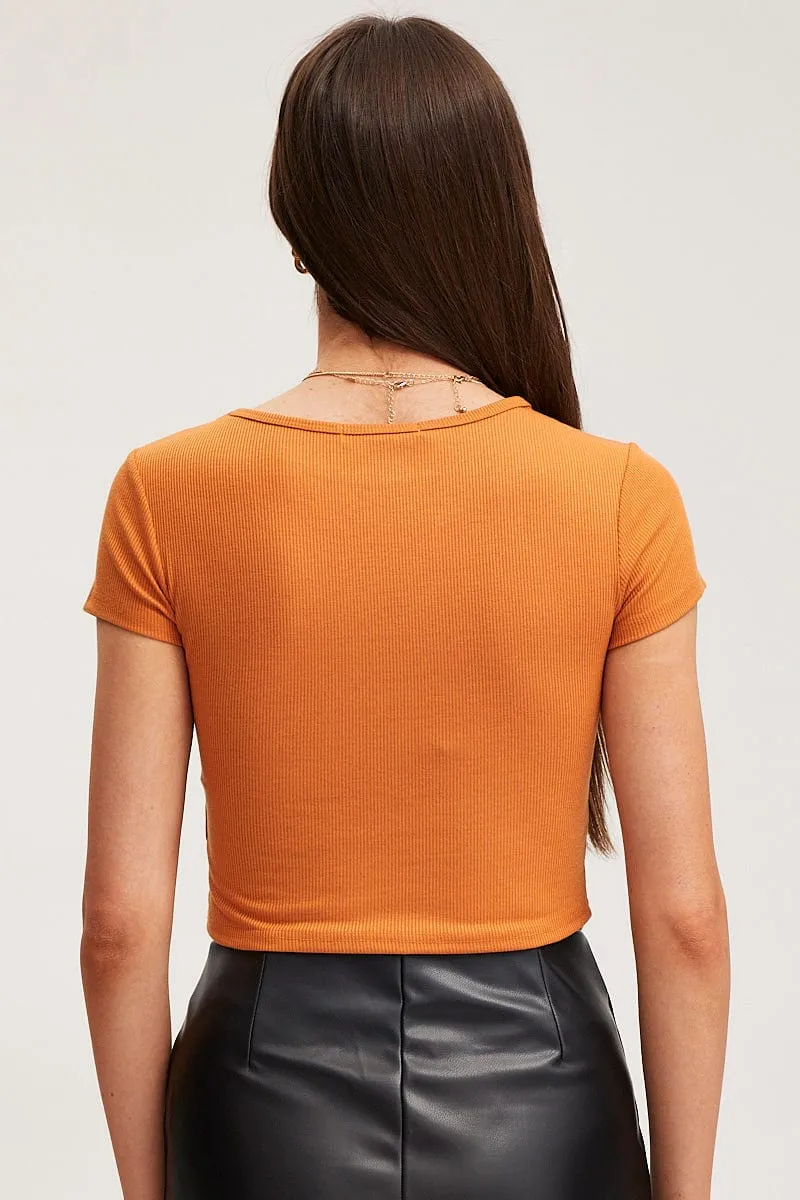 Beige T-Shirt Short Sleeve Crew Neck sold by Ally Fashion product image thumbnail 5