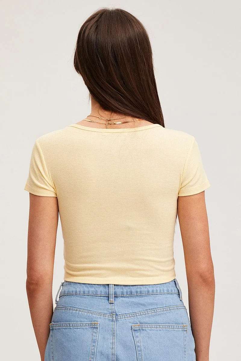 Beige T-Shirt Short Sleeve Crew Neck sold by Ally Fashion product image thumbnail 5