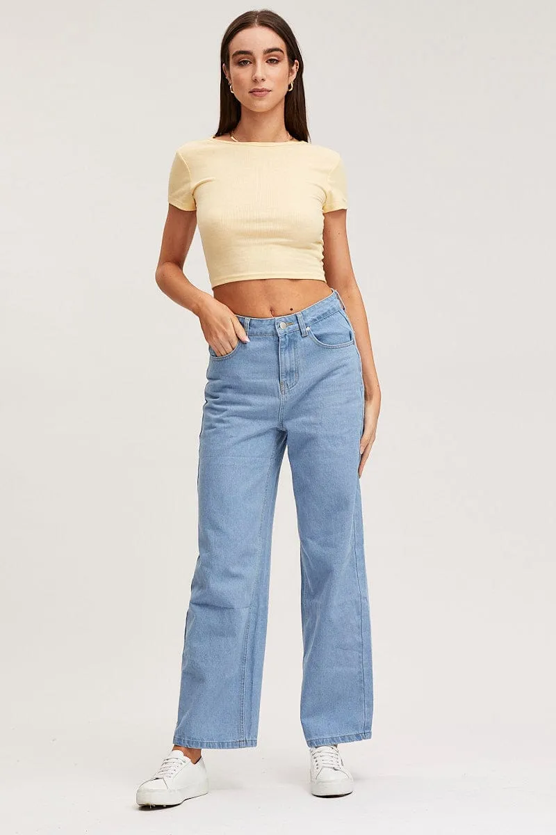 Beige T-Shirt Short Sleeve Crew Neck sold by Ally Fashion product image thumbnail 2