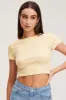 Beige T-Shirt Short Sleeve Crew Neck sold by Ally Fashion