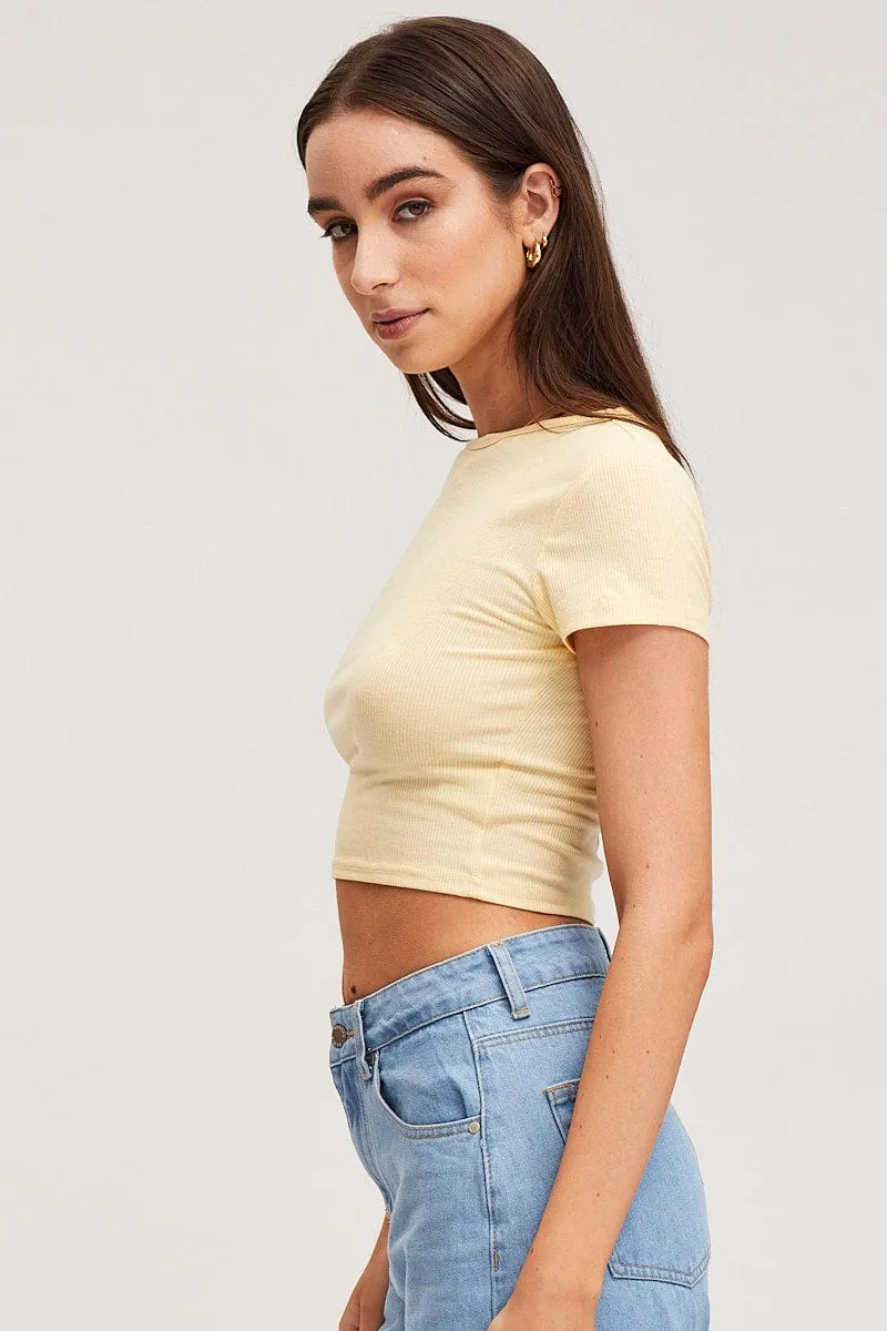 Beige T-Shirt Short Sleeve Crew Neck sold by Ally Fashion product image thumbnail 4