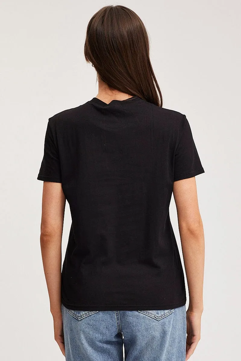 Black T Shirt Short Sleeve Crew Neck sold by Ally Fashion product image thumbnail 5