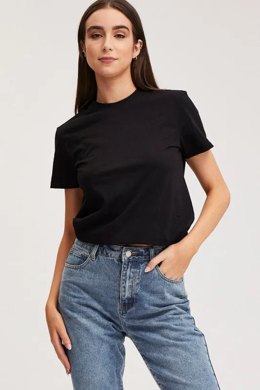 Black T Shirt Short Sleeve Crew Neck sold by Ally Fashion