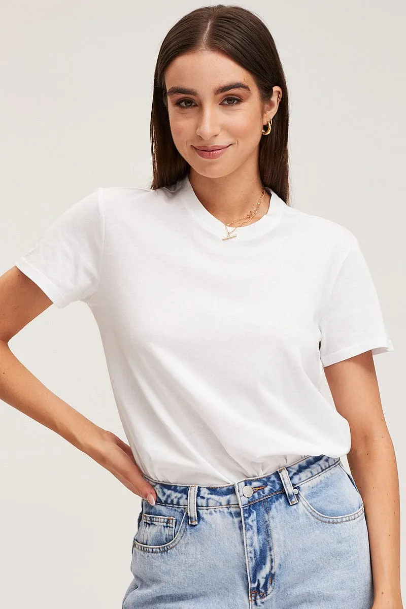 White T Shirt Short Sleeve Crew Neck sold by Ally Fashion product image thumbnail 3