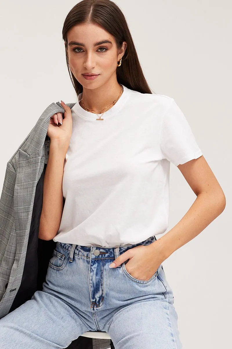 White T Shirt Short Sleeve Crew Neck sold by Ally Fashion